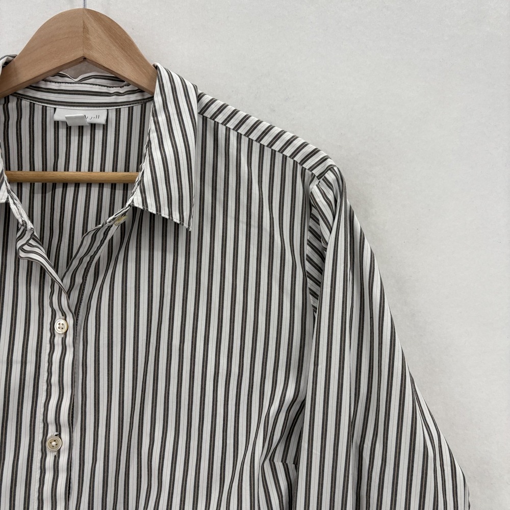 J Jill Shirt Womens 2X Black White Stripe Button Front Tunic Stretch Nautical - Picture 2 of 13